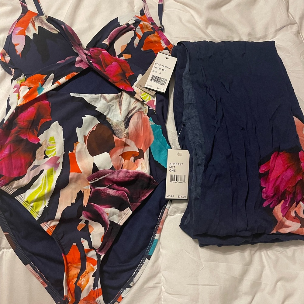 Kenneth Cole bathing suit and skirt cover